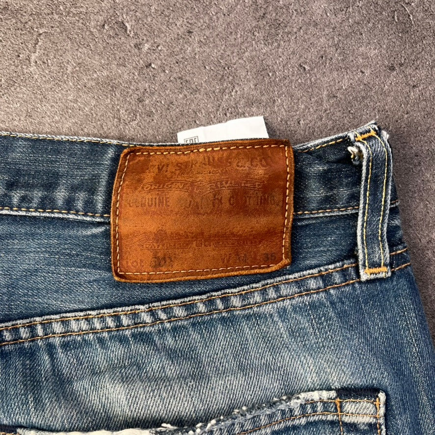 Vintage Levi's 501 Premium Jeans Herren Straight W34 L36 Washed Blau