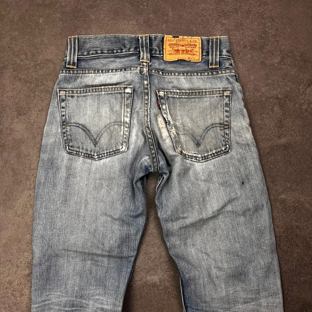 Vintage Levi's 512 Bootcut Jeans Herren W27 L28 Washed Distressed Hellblau 2000s
