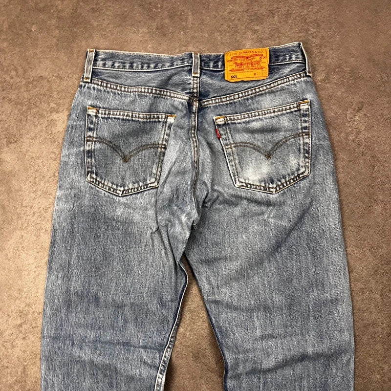 Vintage Levi's 501 Jeans Herren W33 L30 90er Hellblau – Rückansicht