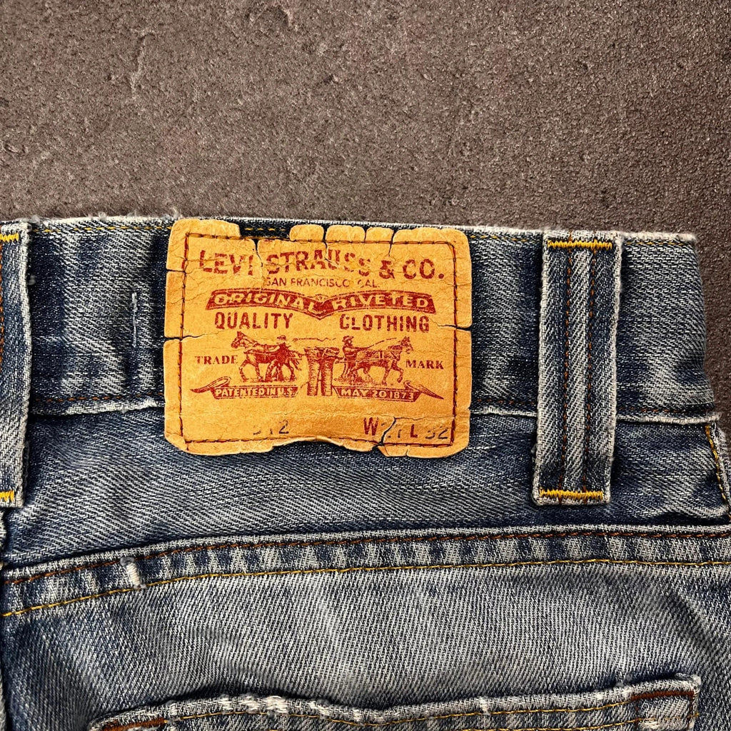 Vintage Levi's 512 Bootcut Jeans Herren W27 L28 Washed Distressed Hellblau 2000s
