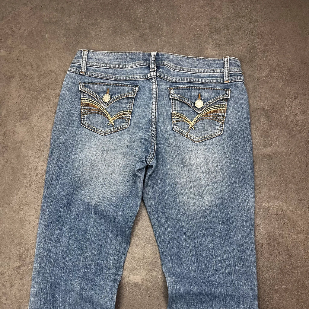 Vintage Y2K Jeans Damen Bootcut Gr. M Blau – Bild 4