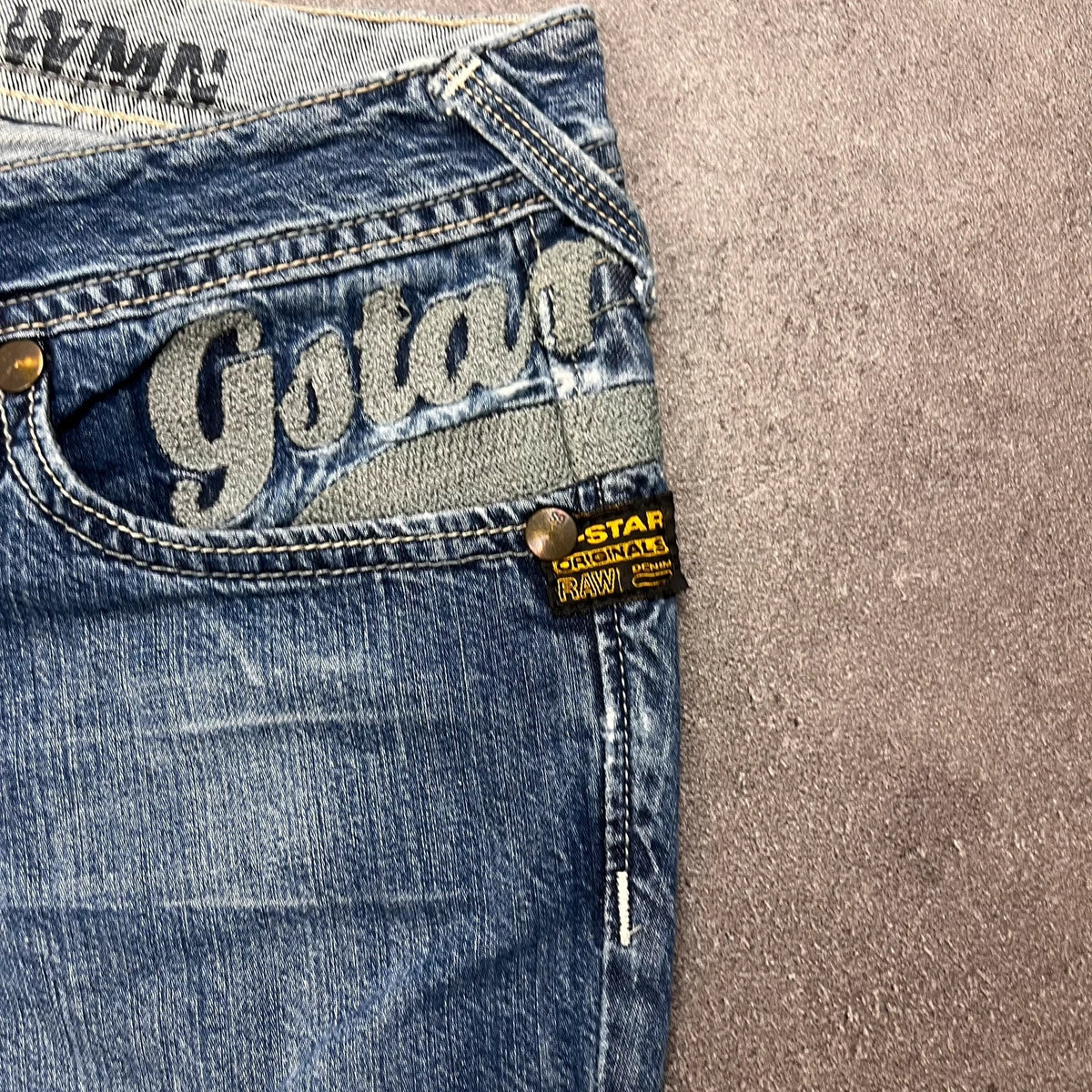 Vintage Y2K Jeans Damen G-Star Printed Straight fit Gr. m blau