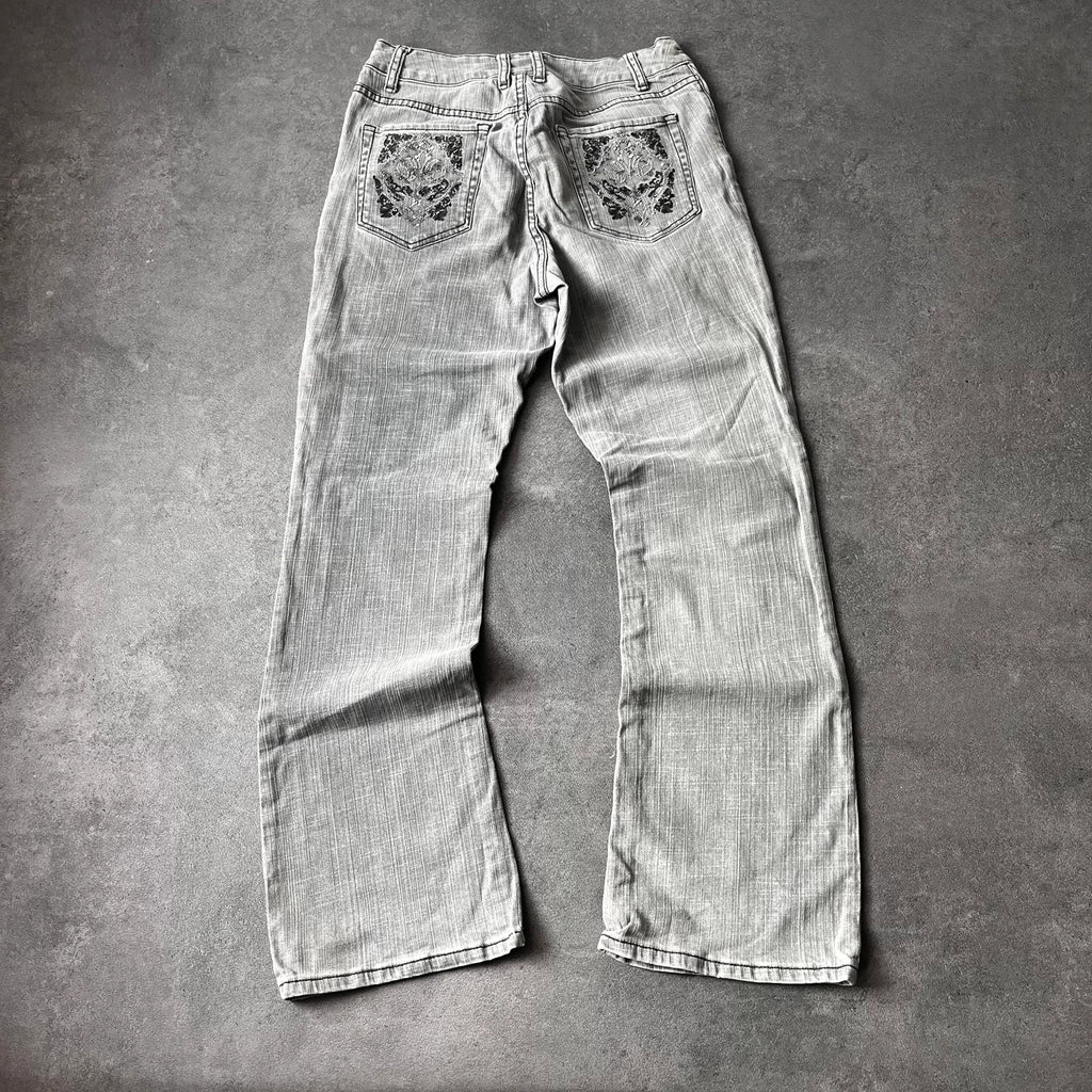 Vintage Platinum Bootcut Jeans Damen Gr. S Grau – Vorderansicht