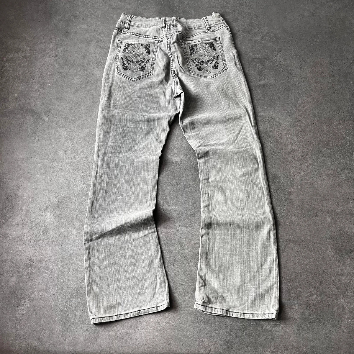 Vintage Platinum Bootcut Jeans Damen Gr. S Grau – Vorderansicht