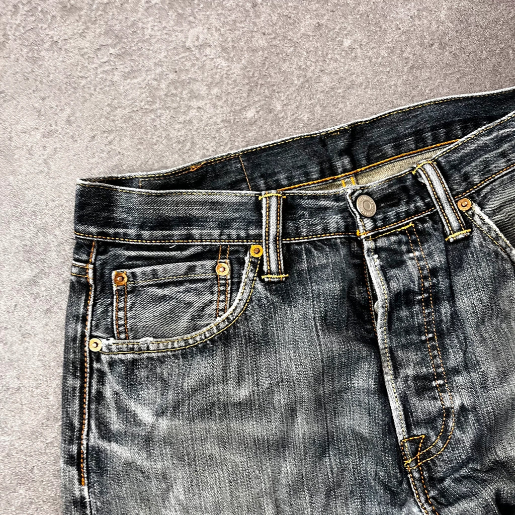 Vintage Levi's 501 Jeans Herren Straight W31 L30 Washed Grau 2000s