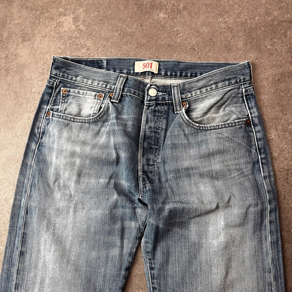 Vintage Levi's 501 Jeans Herren Straight W32 L30 Washed Blau 2000s