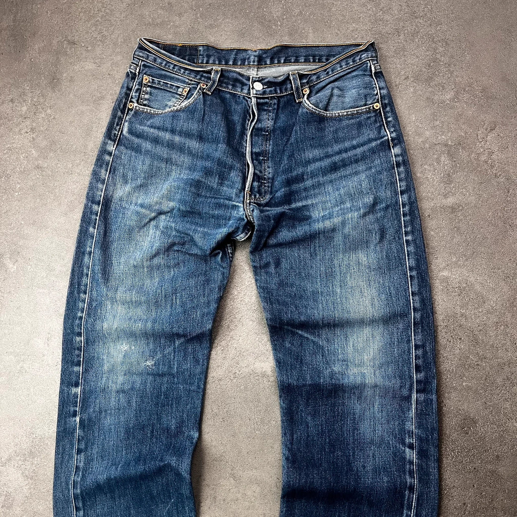 Vintage Levi's 501 Jeans Herren Straight W34 L34 Washed Blau 2000s