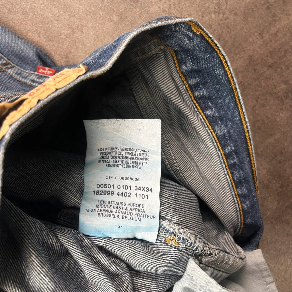 Vintage Levi's 501 Jeans Herren Straight W34 L34 Washed Blau 2000s