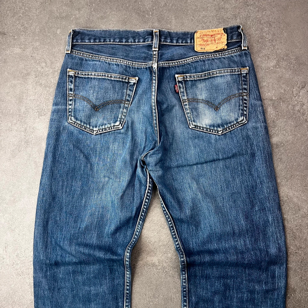 Vintage Levi's 501 Jeans Herren Straight W34 L34 Washed Blau 2000s
