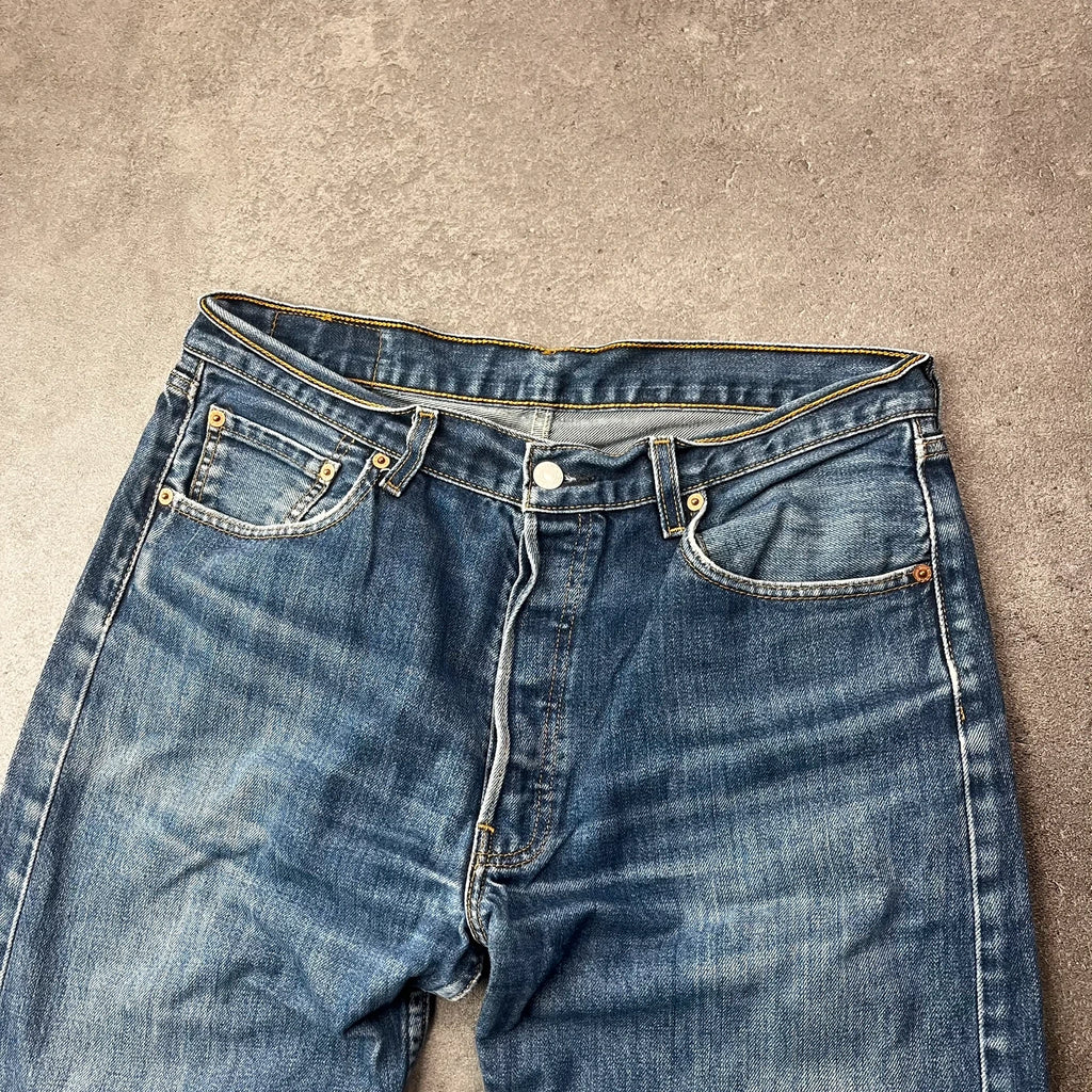 Vintage Levi's 501 Jeans Herren Straight W34 L34 Washed Blau 2000s