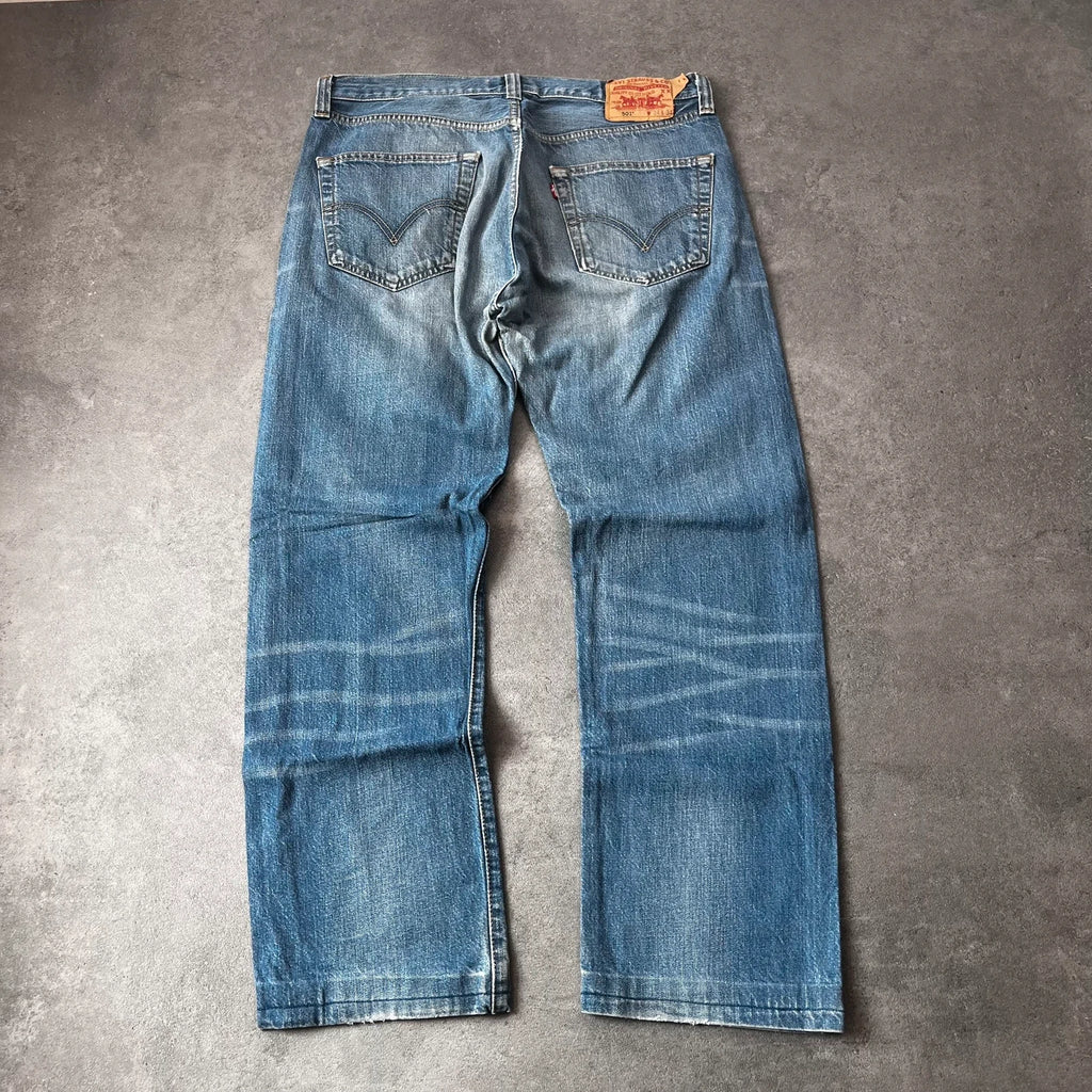 Vintage Levi's 501 Jeans Herren Straight W34 L30 Washed Blau 2000s