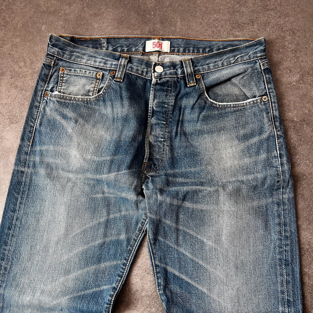 Vintage Levi's 501 Jeans Herren Straight W34 L30 Washed Blau 2000s