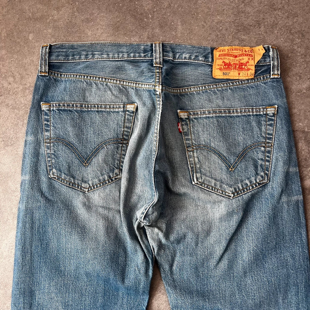 Vintage Levi's 501 Jeans Herren Straight W34 L30 Washed Blau 2000s