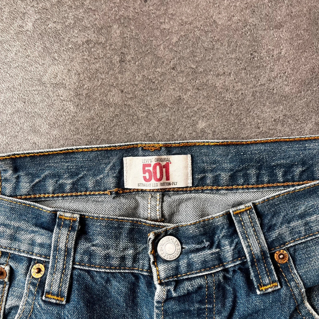 Vintage Levi's 501 Jeans Herren Straight W34 L30 Washed Blau 2000s