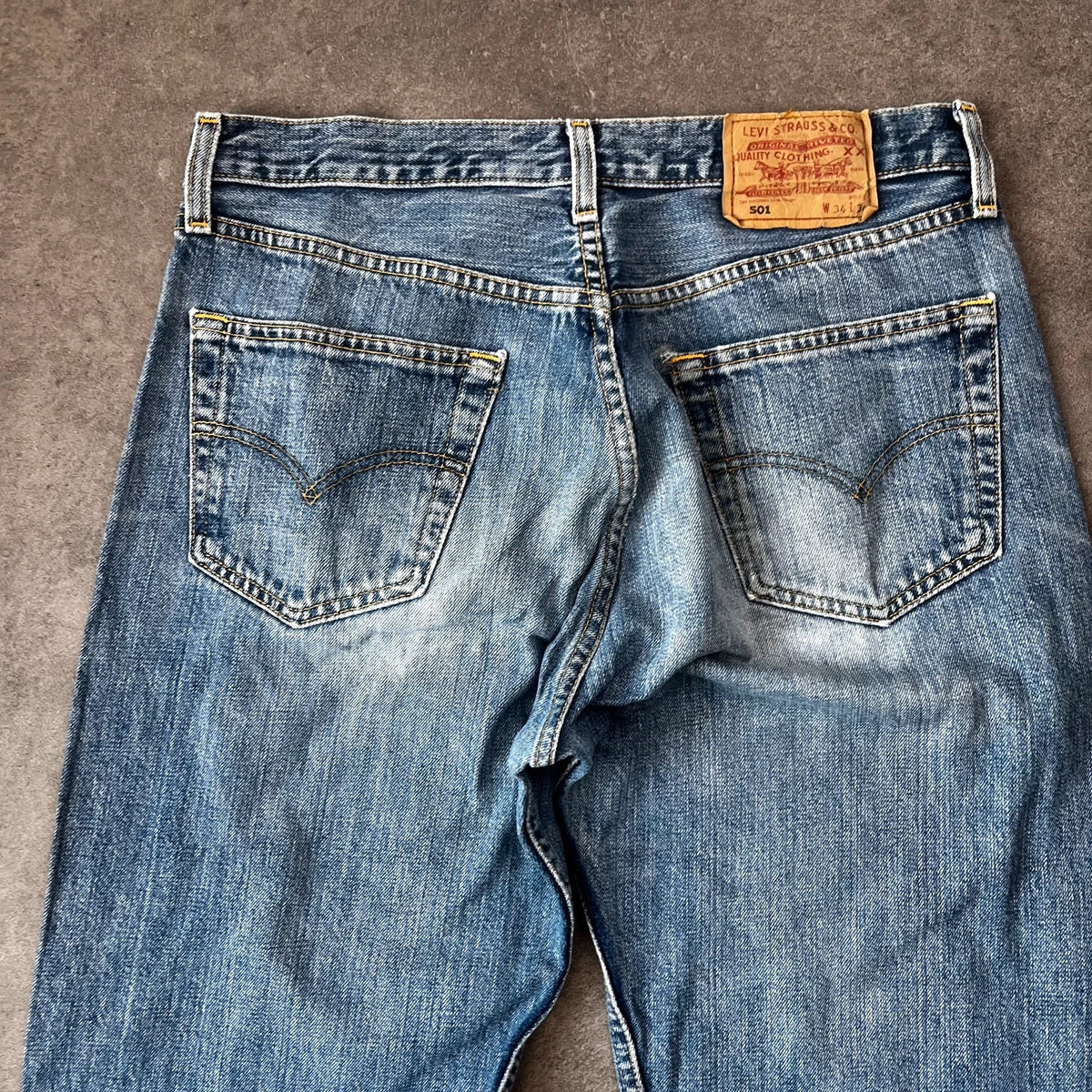 Vintage Levi's 501 Jeans Herren Straight W34 L34 Blau 2000s