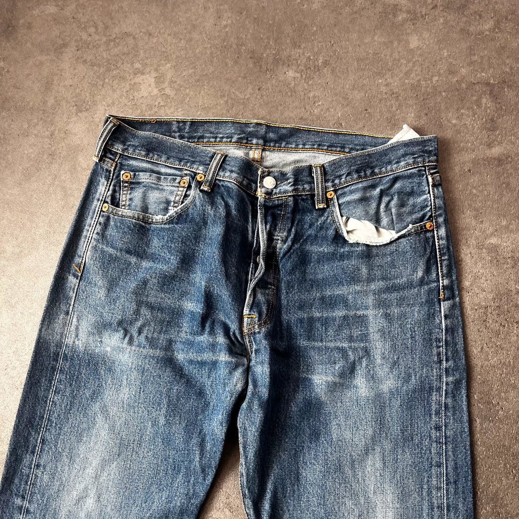 Vintage Levi's 501 Jeans Herren Straight W34 L32 Washed Blau 2000s