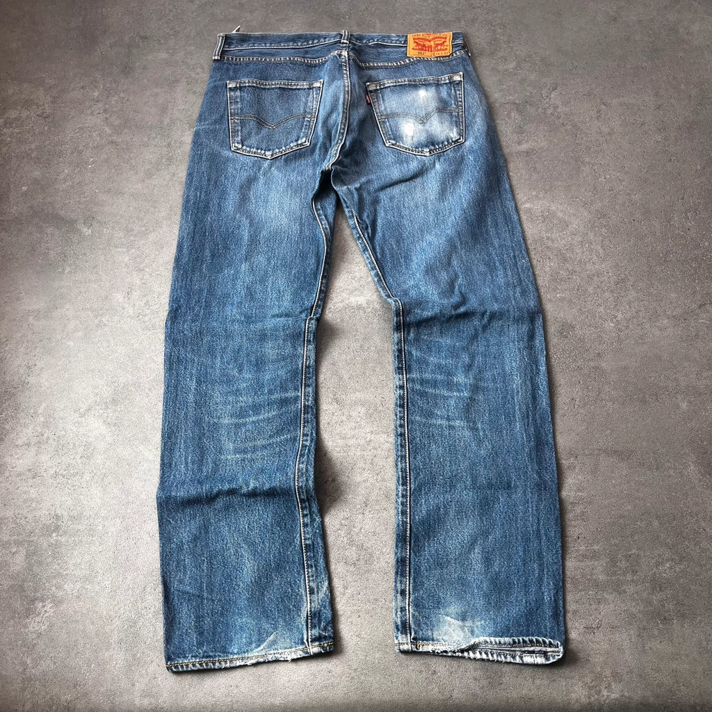 Vintage Levi's 501 Jeans Herren Straight W34 L32 Washed Blau 2000s