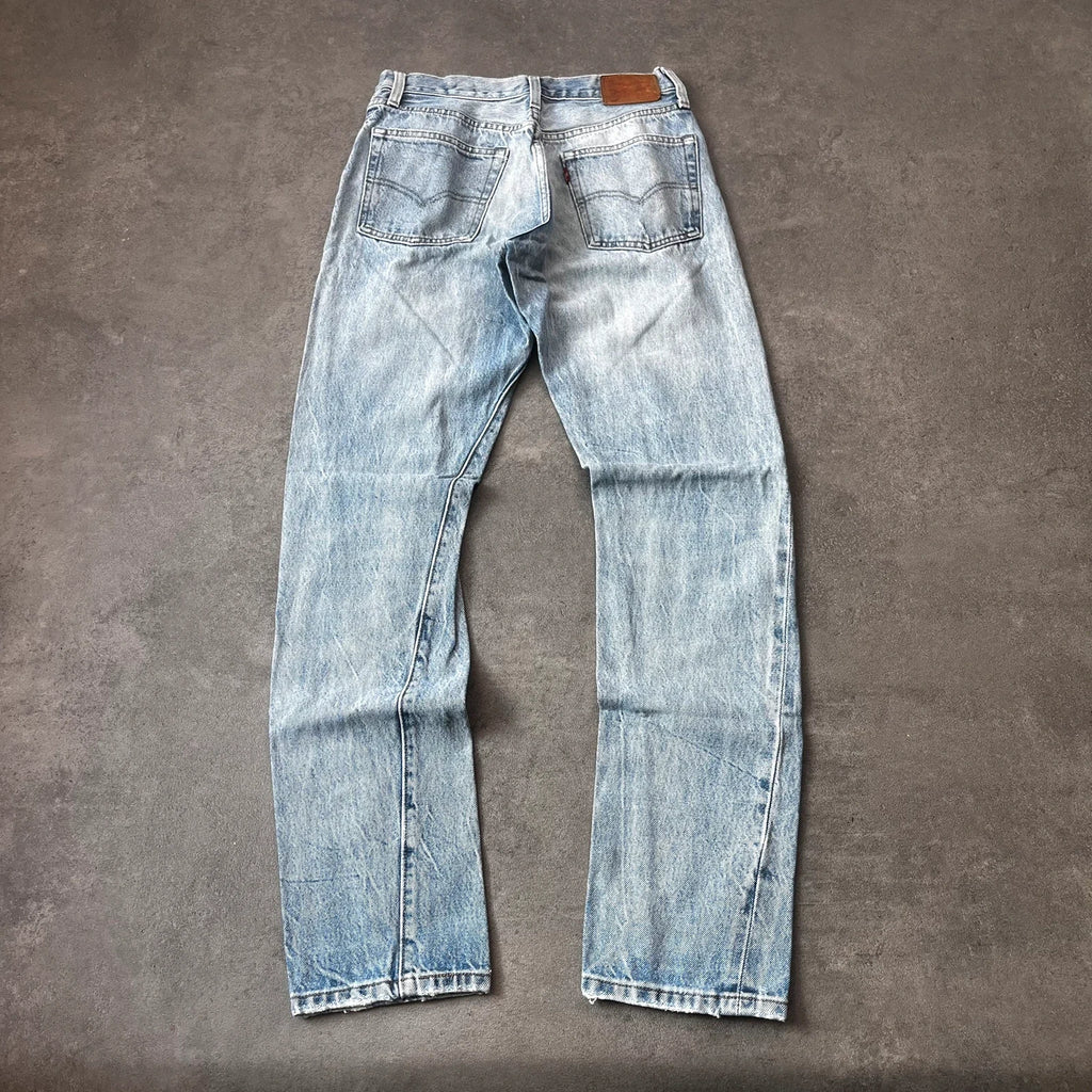 Vintage Levi's 501 Jeans Damen Straight W25 L32 Gr. XS Washed Hellblau 2000s