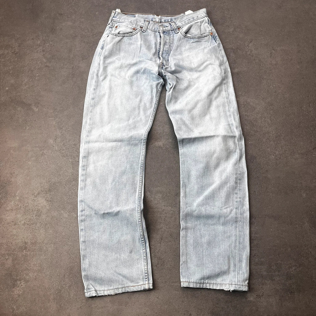 Vintage Levi's 501 Jeans Herren Straight W31 L32 Washed Hellblau 2000s