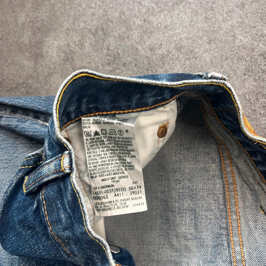 Vintage Levi's 501 Jeans Herren Straight W38 L34 Washed Hellblau 2000s
