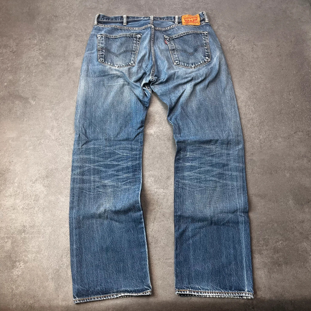 Vintage Levi's 501 Jeans Herren Straight W38 L34 Washed Hellblau 2000s