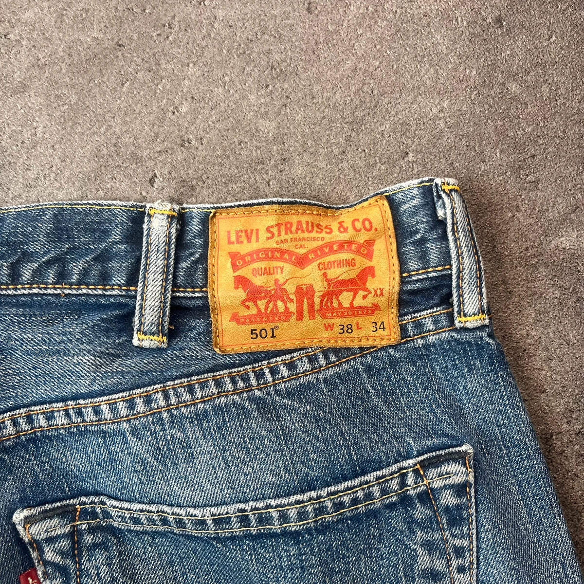 Vintage Levi's 501 Jeans Herren Straight W38 L34 Washed Hellblau 2000s