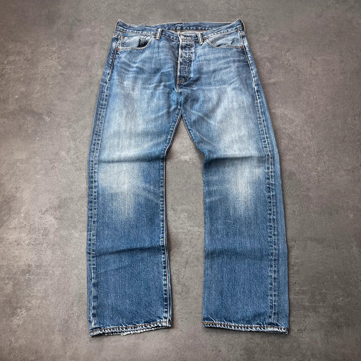 Vintage Levi's 501 Jeans Herren Straight W34 L30 Crazy Washed Hellblau 1990s