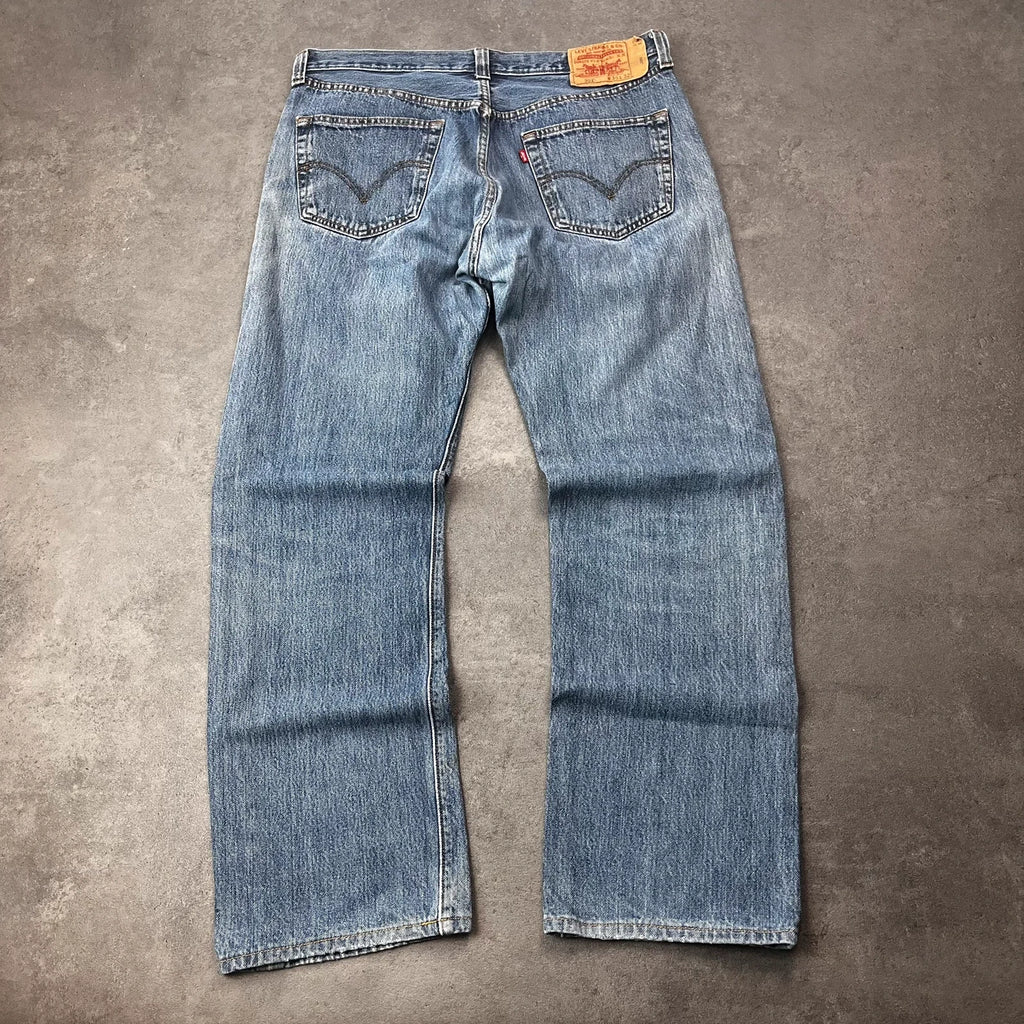 Vintage Levi's 501 Jeans Herren Straight W36 L32 Crazy Washed Blau 2000s