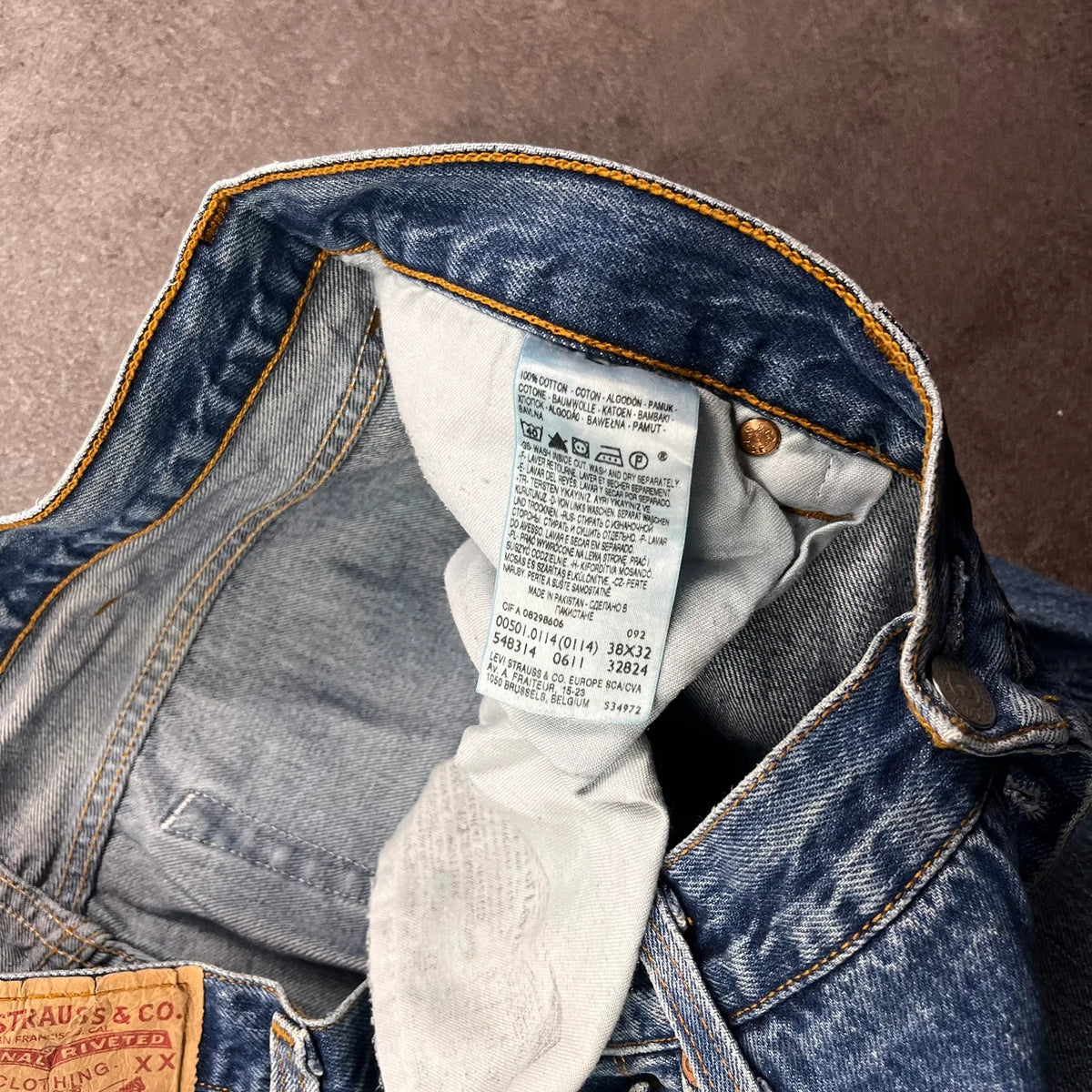 Vintage Levi's 501 Jeans Herren Straight W38 L32 Hellblau 2000s