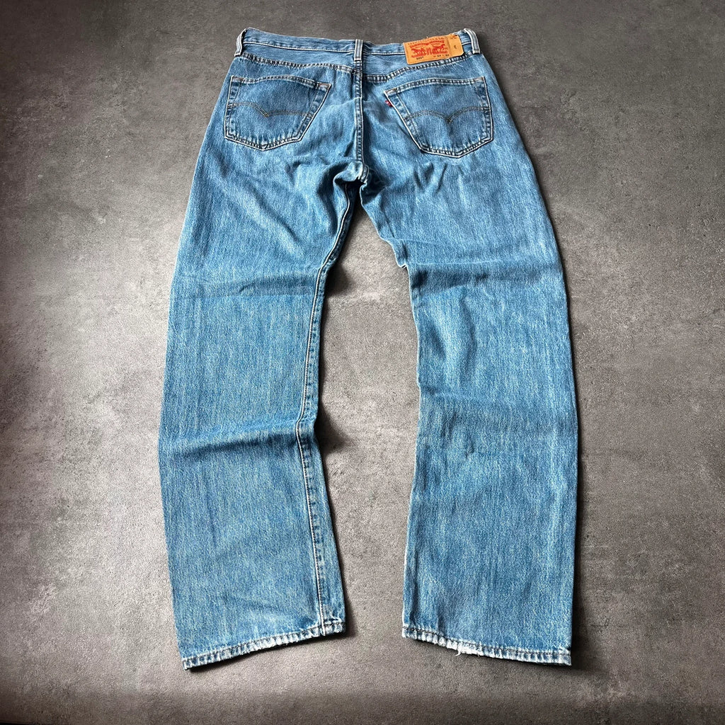 Vintage Levi's 501 Jeans Herren Straight W33 L32 Hellblau 2000s
