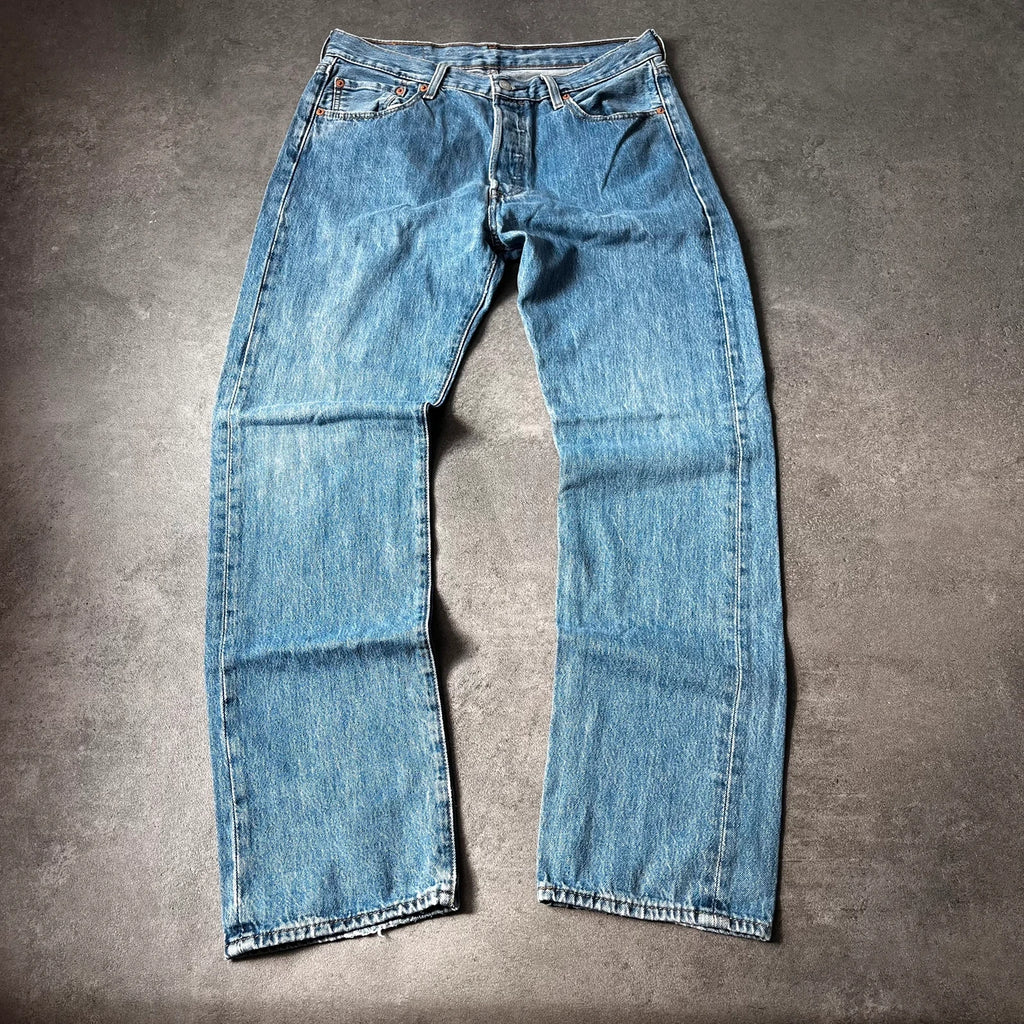 Vintage Levi's 501 Jeans Herren Straight W33 L32 Hellblau 2000s