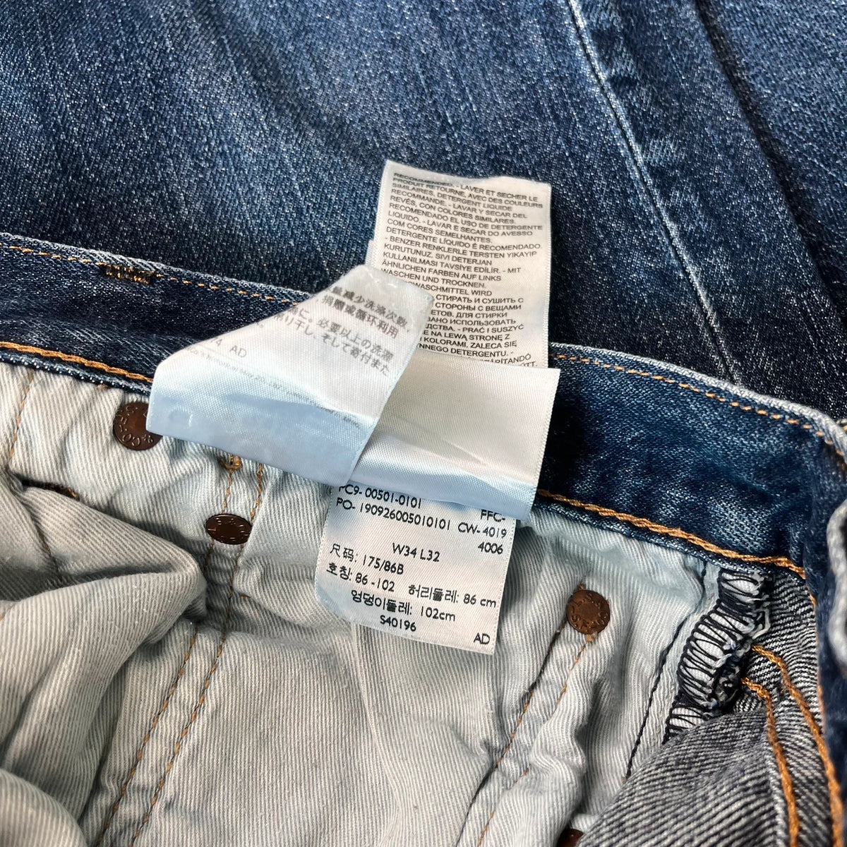 Vintage Levi's 501 Jeans Herren Straight W34 L32 Crazy Washed Distressed Blau 2000s