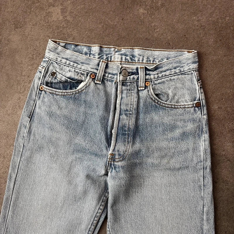 Vintage Levi's 501 Jeans Herren Straight W29 L30 Made in USA Hellblau 2000s
