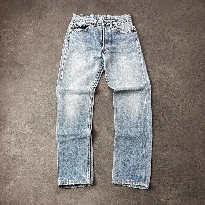 Vintage Levi's 501 Jeans Herren Straight W29 L30 Made in USA Hellblau 2000s