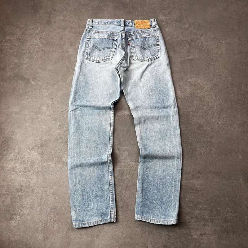 Vintage Levi's 501 Jeans Herren Straight W29 L30 Made in USA Hellblau 2000s