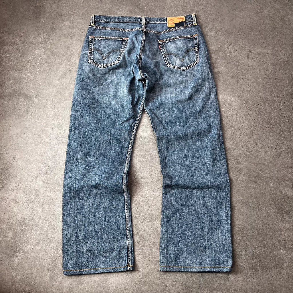 Vintage Levi's 501 Jeans Herren Straight W36 L30 Crazy Washed Distressed Blau 2000s