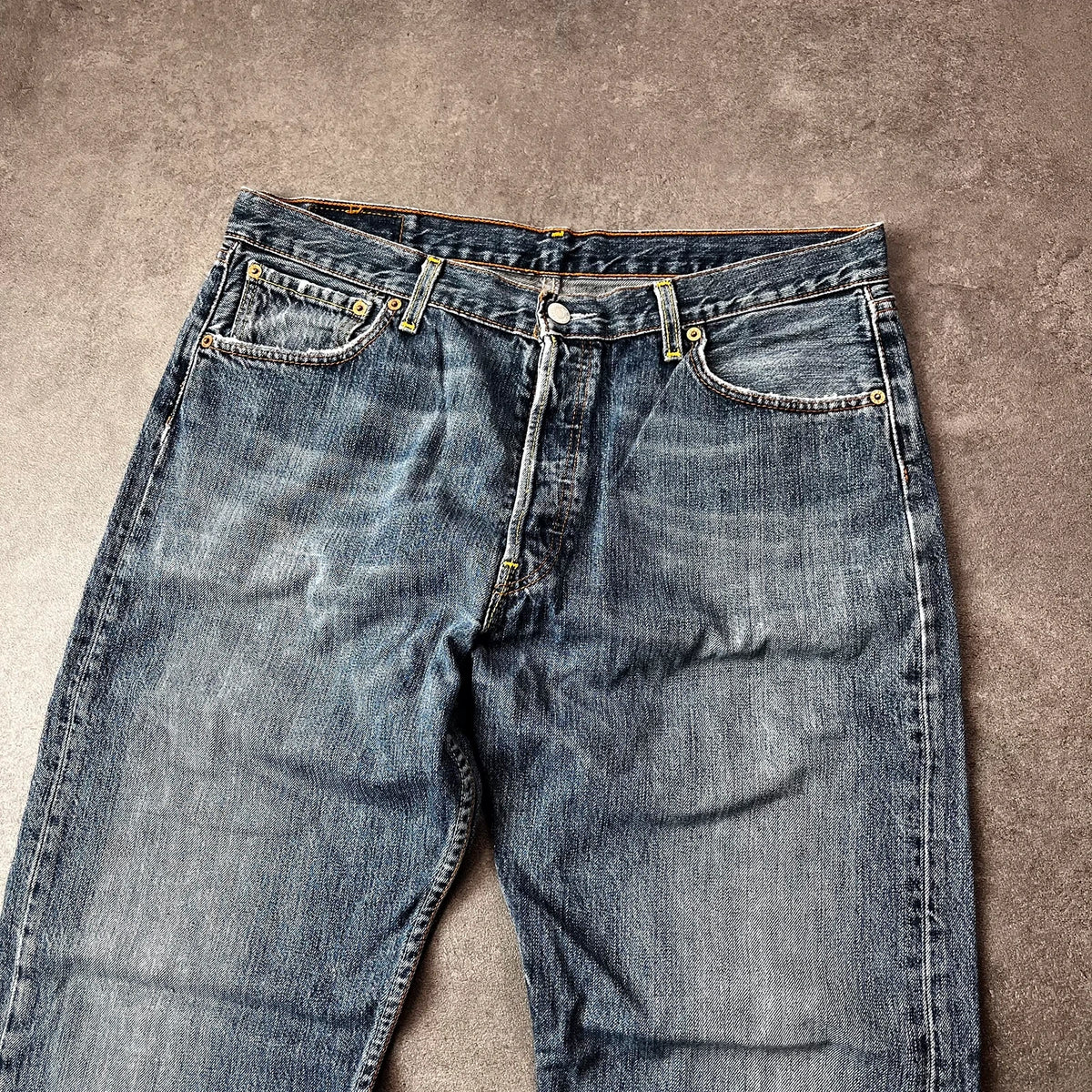 Vintage Levi's 501 Jeans Herren Straight W36 L30 Crazy Washed Distressed Blau 2000s