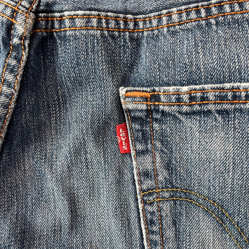 Vintage Levi's 501 Jeans Herren Straight W36 L30 Crazy Washed Distressed Blau 2000s