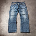 Vintage Levi's 501 Jeans Herren Straight W36 L30 Crazy Washed Distressed Blau 2000s