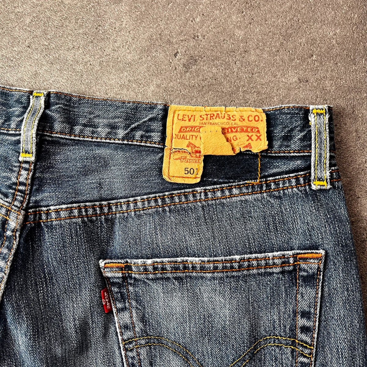 Vintage Levi's 501 Jeans Herren Straight W36 L30 Crazy Washed Distressed Blau 2000s