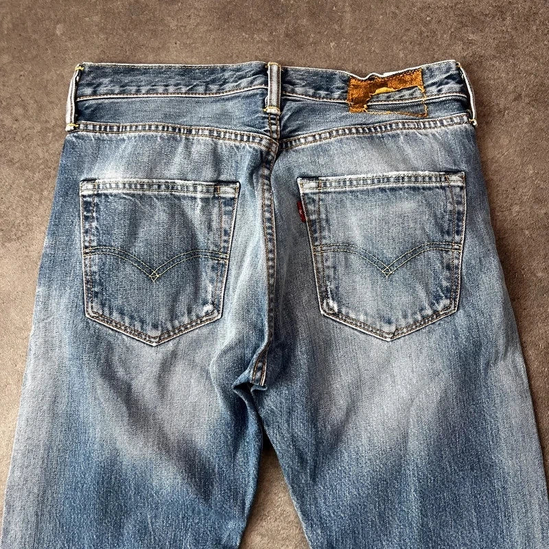 Vintage Levi's 501 Jeans Herren Straight W29 L32 Crazy Washed Distressed Hellblau 2000s