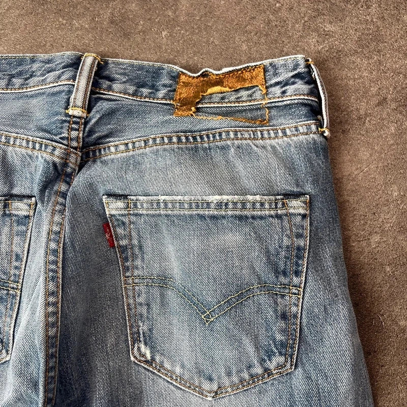 Vintage Levi's 501 Jeans Herren Straight W29 L32 Crazy Washed Distressed Hellblau 2000s