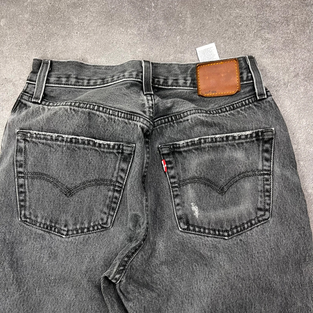 Vintage Levi's 501 Jeans Herren Straight W26 L32 Grau/Schwarz 2000s