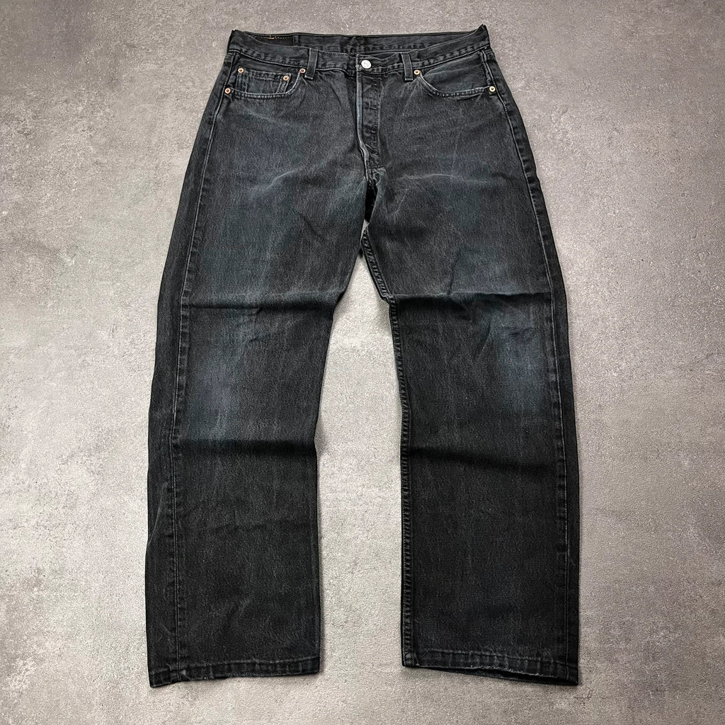 Vintage Levi's 501 Jeans Herren Straight W36 L32 Schwarz 2000s