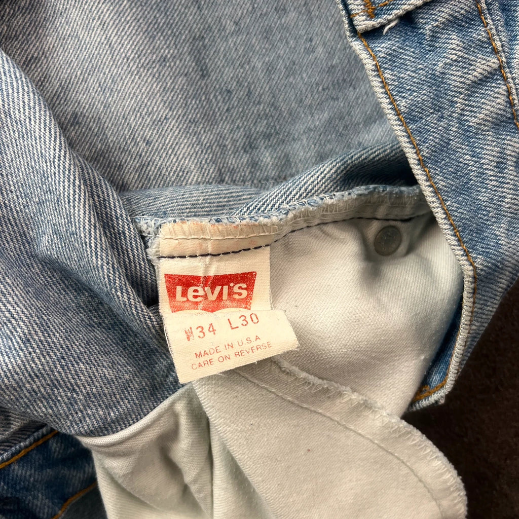 Vintage Levi's White Label Jeans Herren W34 L30 Made in USA Hellblau 1980s