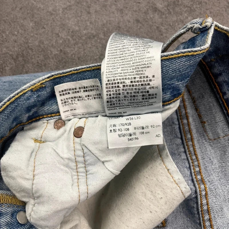 Vintage Levi's 501 Jeans Herren Straight W36 L30 Washed Hellblau 2000s