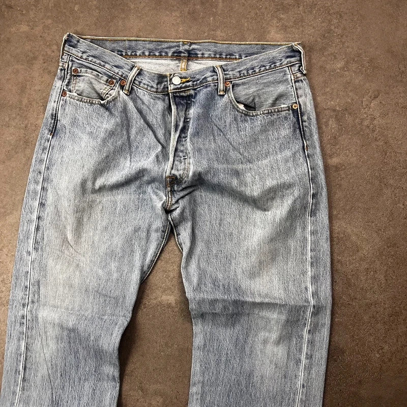 Vintage Levi's 501 Jeans Herren Straight W36 L30 Washed Hellblau 2000s