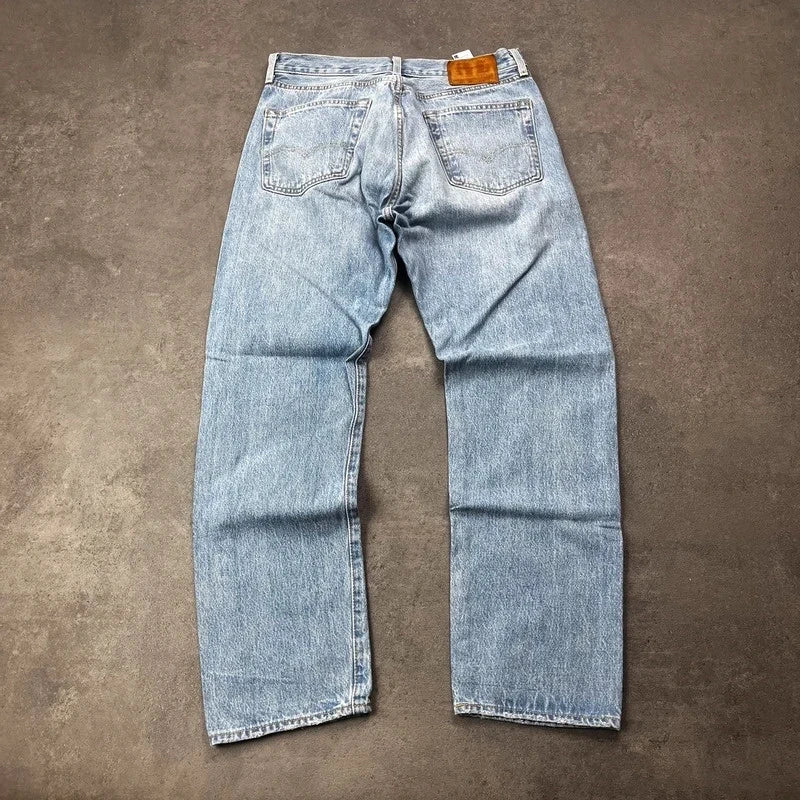 Vintage Levi's 501 Jeans Herren Straight W32 L30 Washed Hellblau 2000s