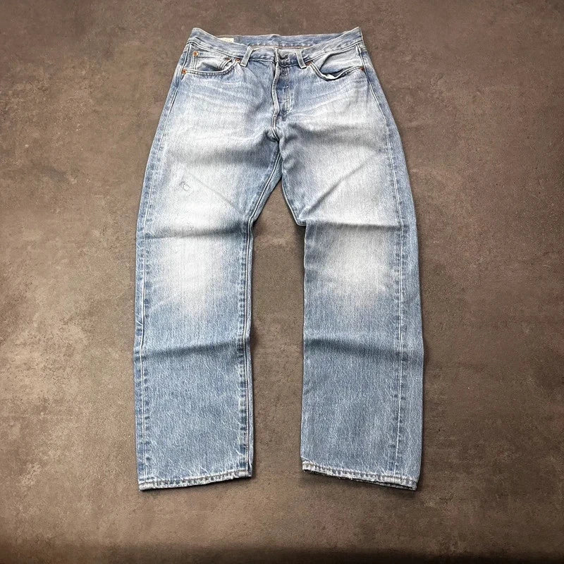 Vintage Levi's 501 Jeans Herren Straight W32 L30 Washed Hellblau 2000s