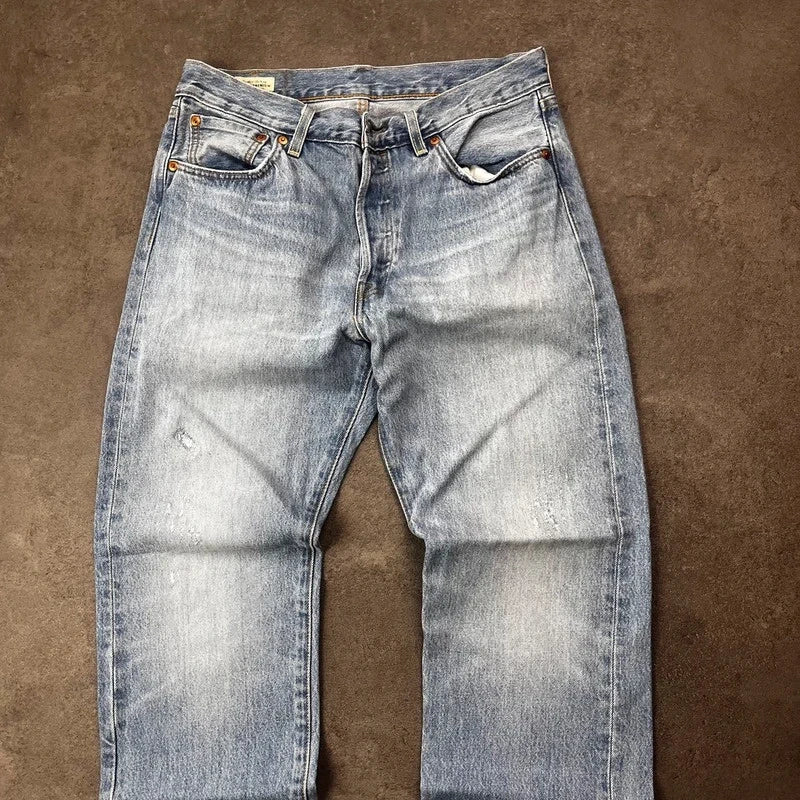 Vintage Levi's 501 Jeans Herren Straight W32 L30 Washed Hellblau 2000s